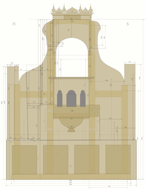 Detaillierte Abmessung des Altars