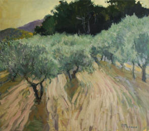 "Abend in Oliven", Öl auf Leinwand, 80 x 90 cm, 2011