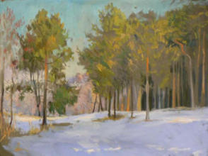 "Ховалось сонце серед лісу", полотно, олія, 60 x 80, 2006
