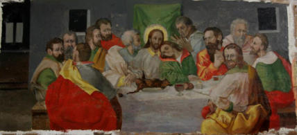 Genau das Motiv und Komposition „Abendmahl“ wurde  ursprünglich von Gravur  Sadeler (Künstler: Peter Candid 1548 - 1628 )  genommen.