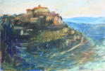 "Ранок над містом Ґордес",  воскова пастель, 20 x 30 см, 2011