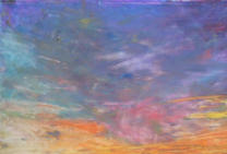 "Вечірнє небо",   воскова  пастель, 21 x 30, 2008
