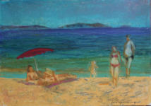 "На пляжі" Воскова пастель, 30 x 42 cm, 2013
