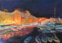 "Nacht-Motiv von Saint-Tropez" Ölpastell, 30 x 42 cm, 2013