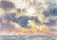 "Sonne hinter Wolken",  Ölpastell, 21 x 30 cm, 2008