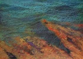 "Wellen und Felsen II" Ölpastell, 30 x 42 cm, 2013