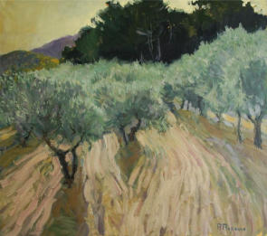 "Abend in Oliven", Öl auf Leinwand, 80 x 90 cm, 2011