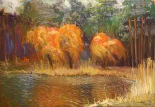 "Frhling am Waldsee", l auf Leinwand, 70 x 100 cm, 2015