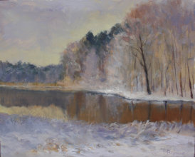 "Wintermorgen", l auf Leinwand, 60 x 70 cm, 2015