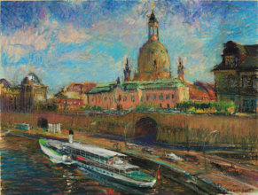 "Blick von der Augustusbrcke", lpastell auf Papier 65x50 cm, 2015