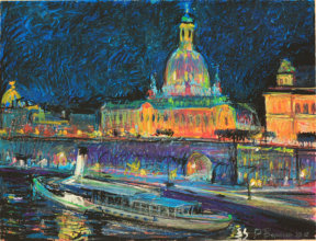 "Dresden bei Nacht", lpastell auf Papier 65x50 cm, 2015