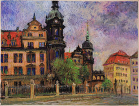 "Residenzschloss Dresden", lpastell auf Papier 65x50 cm, 2015