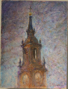 "Dreikönigskirche in Dresden" I, Ölpastell auf Papier 50x70 cm, 2015
