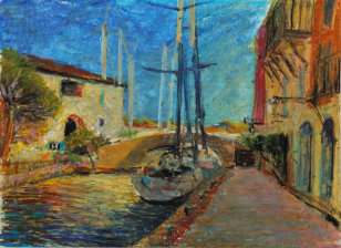 "Port Grimaud, St Tropez." lpastell auf Papier 29x42 cm, 2019