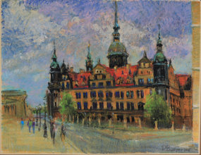 "Дрезденський замок-резиденція", Воскова пастель, папір 65 х 50 см, 2015 