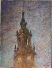 “Церква Трьох Волхвів" I, Воскова пастель, папір 50х70 cm, 2015