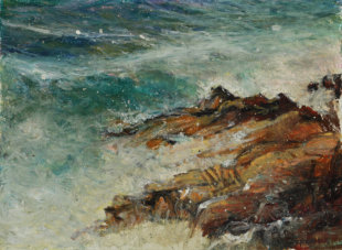  "Бурхливе море", Мис Камарат.  Воскова пастель, папір 29x42 cm, 2019